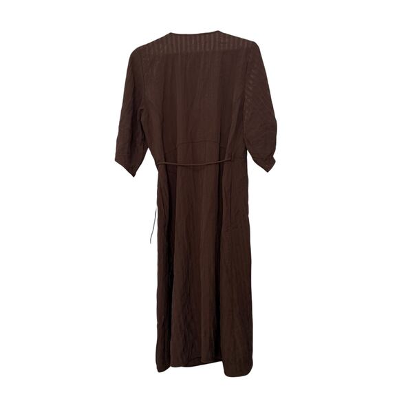 nwt Everlane The City Stripe Wrap Midi Dress Brown Size 8 - Picture 5 of 8